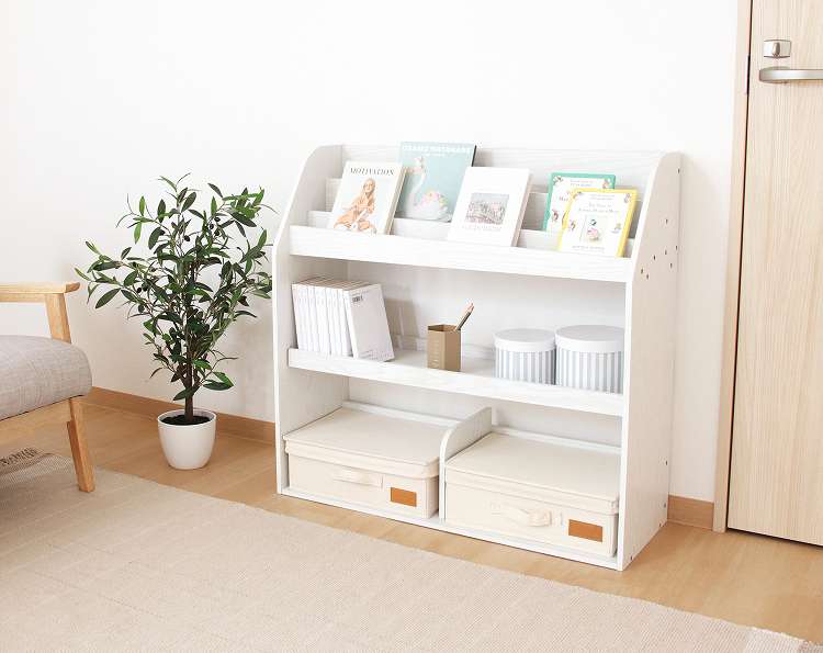 ブックラック 80幅 オーク オークWH 本棚 ブックシェルフ(代引不可)