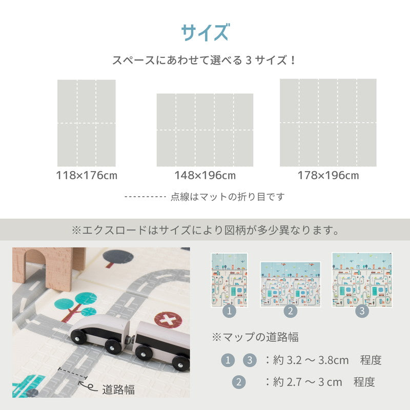 プレイマット 折りたたみ 178×196cm キッズラグ ロードマップ コンパクト収納 子供部屋 道路ラグ 男の子 女の子 赤ちゃん キッズマット プレイマット 畳める かわいい 道路 地図 柄(代引不可)