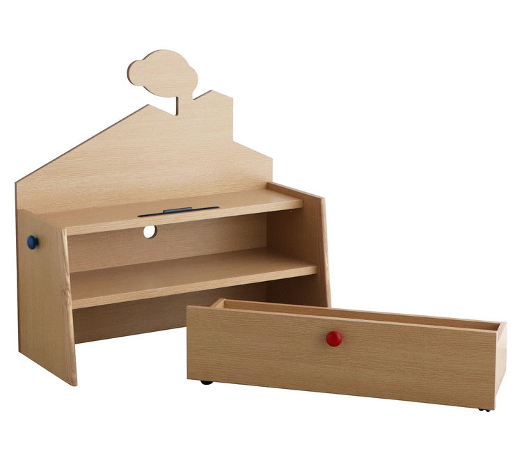 TRMO11 ちぃも おうち えんとつ型 国産 タブレットスタンド付収納 収納アイテム 日本製 引き出し付き 木製 キッズ 子供部屋 子ども デスク 机 リビング 物置き(代引不可)