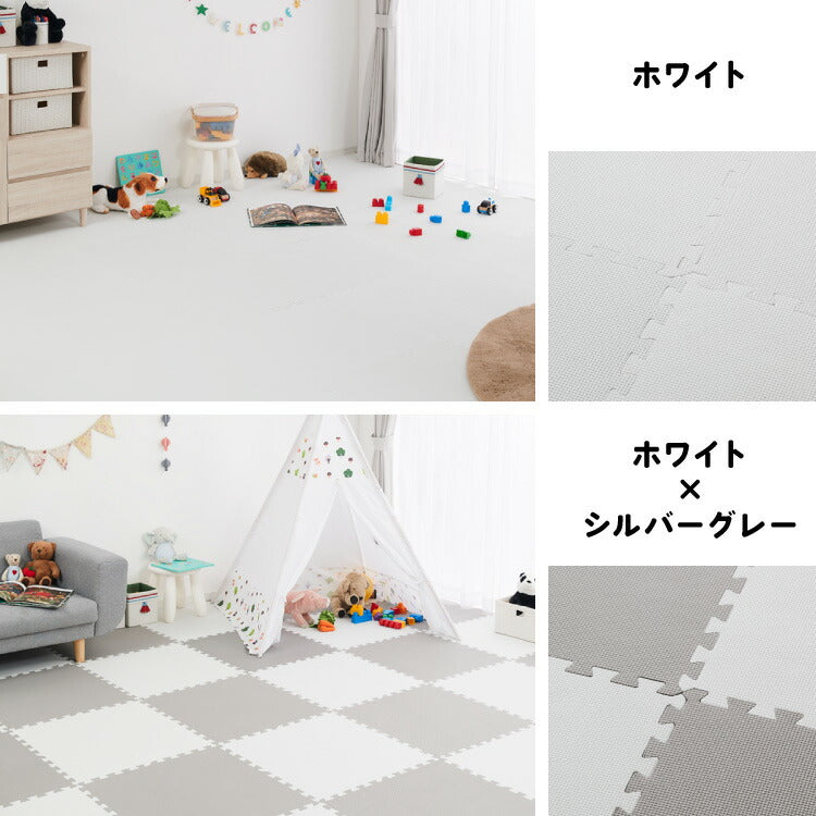 ジョイントマット 大判 滑り止め 60cm 厚さ1cm 床暖房対応 抗菌加工 低ホルム PE サイドパーツ付き 32枚 フリーカット おしゃれ カラフル かわいい マット 滑り止めマット プレイマット ベビーマット