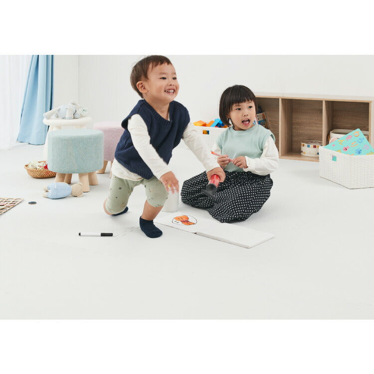 ジョイントマット 大判 滑り止め 60cm 厚さ1cm 床暖房対応 抗菌加工 低ホルム PE サイドパーツ付き 32枚 フリーカット おしゃれ カラフル かわいい マット 滑り止めマット プレイマット ベビーマット