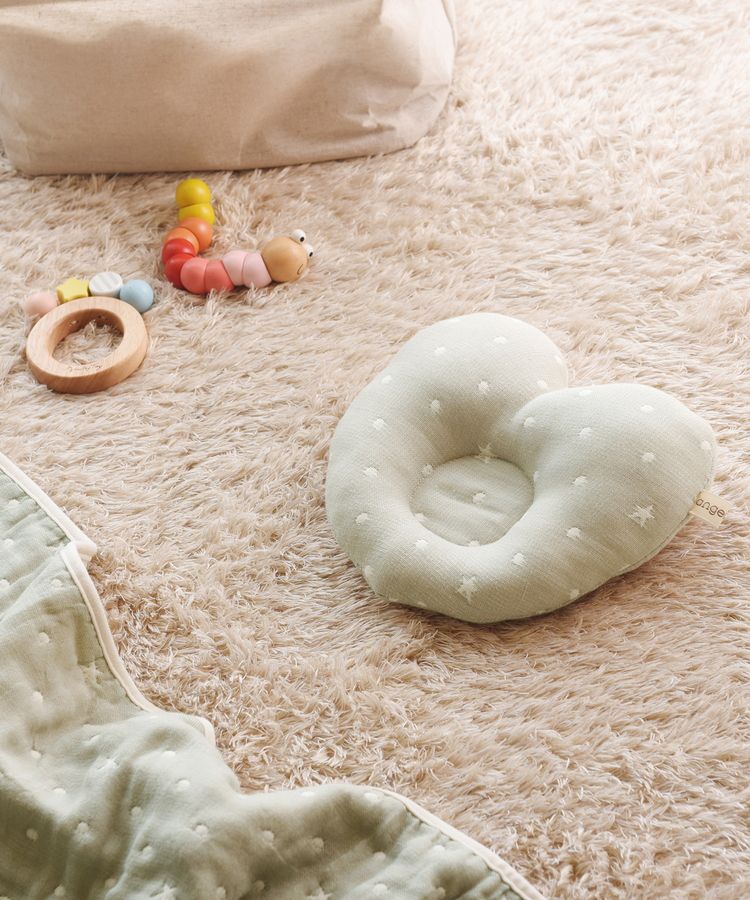 angerolux アンジェロラックス 6重ガーゼ ベビー枕 ハート モスグレー 1個 CON-ANG-PL132