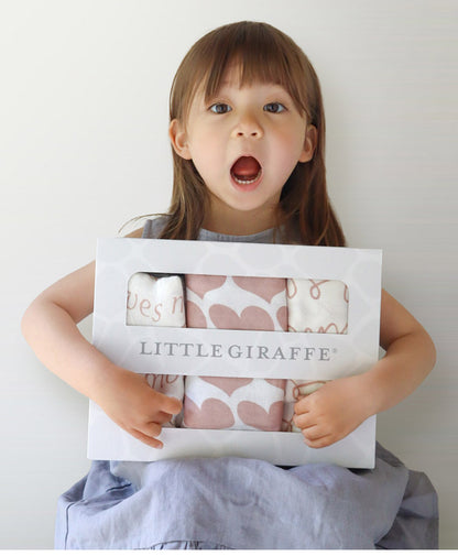 【クーポン適用】リトルジラフ LITTLE GIRAFFE モスリンスワドル 3枚セット ダスティピンク ベビー キッズ ラブ おくるみ